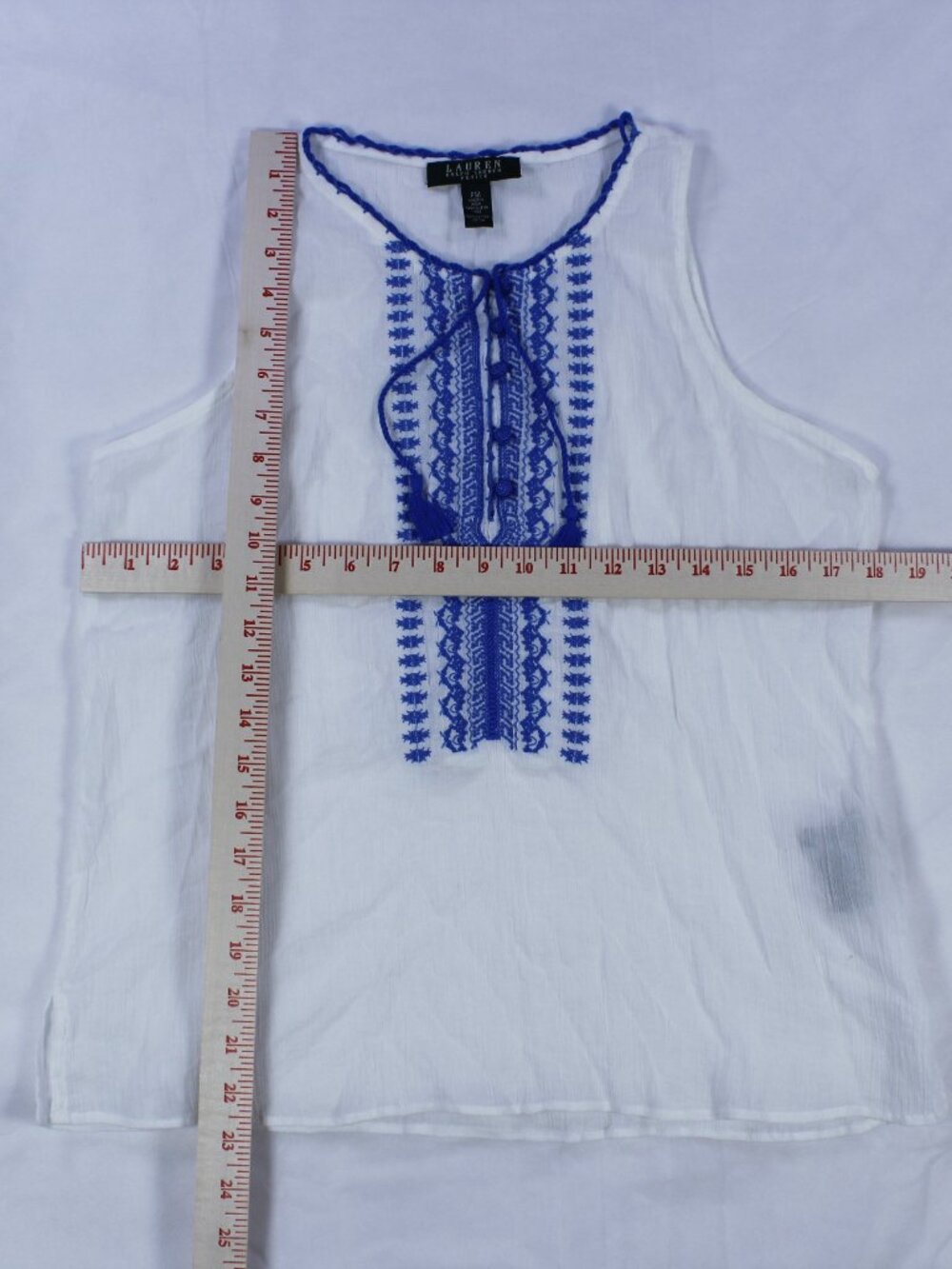 Lauren Ralph Lauren Blouse – Embroidered Boho Style – Sleeveless – Size M - Picture 7 of 7
